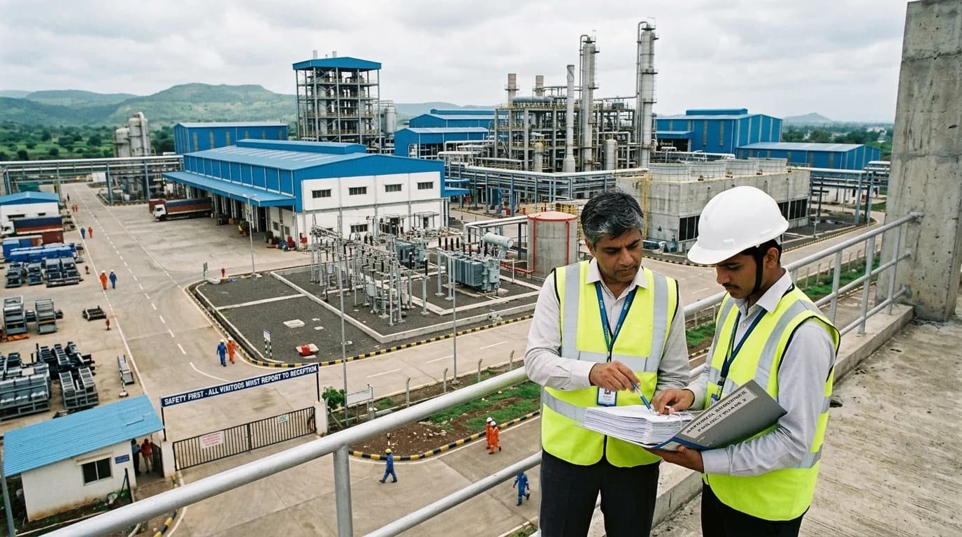Industrial facility representing government approval and compliance services